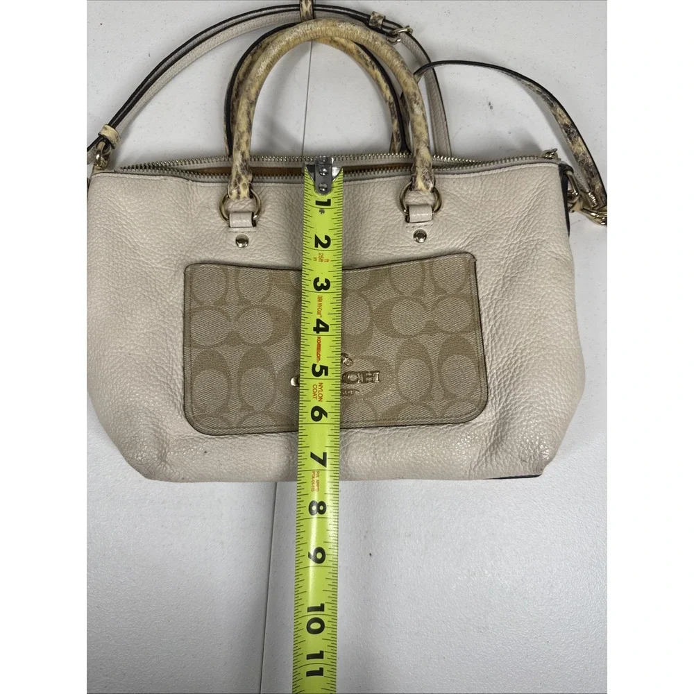 Coach Pebble Leather Emma Satchel w/ Signature Canvas and Snake Embossed Leather